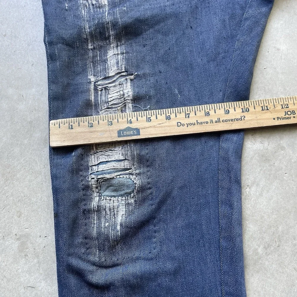 Vintage‎ 50s 60s Ranchcraft Jeans Blue Distressed Repaired Denim USA Talon 32x30